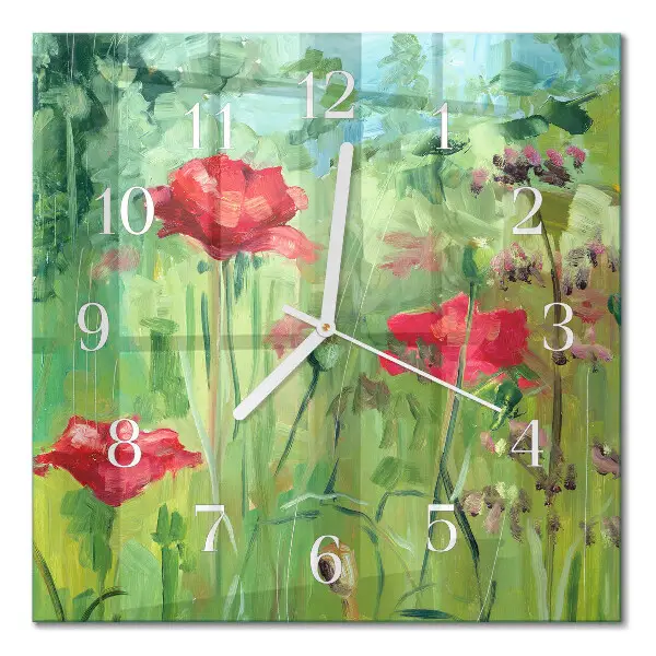 Decoratieve glazen klok vierkant Klaprozen
