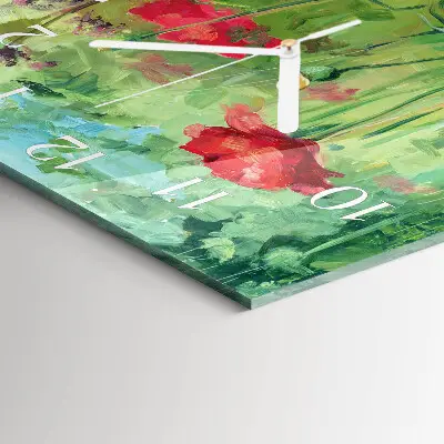 Decoratieve glazen klok vierkant Klaprozen