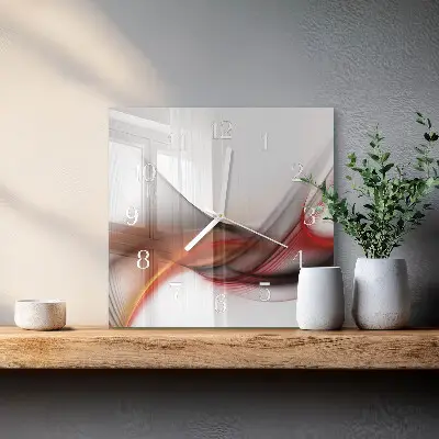 Vierkante glazen wandklok Abstracte lijnen