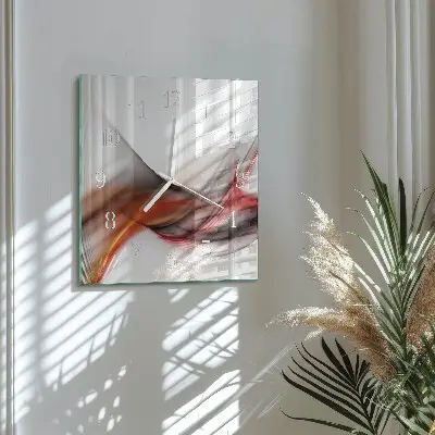 Vierkante glazen wandklok Abstracte lijnen