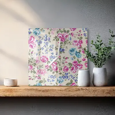 Vierkante glazen wandklok Rozen