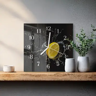 Vierkante glazen klok Citrus