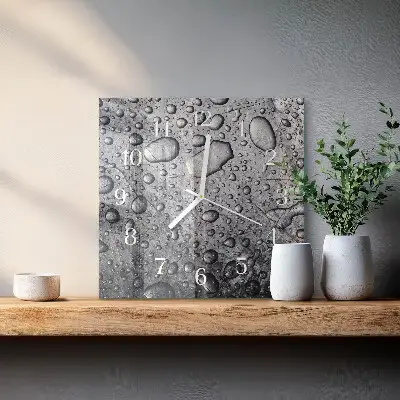 Vierkante glas klok Druppels
