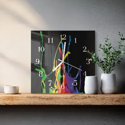 Vierkante glazen wandklok Kleur