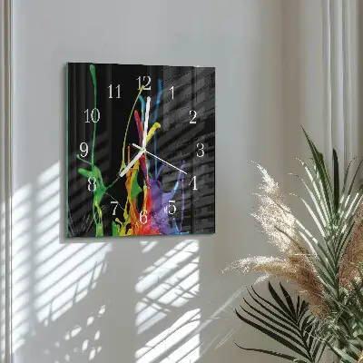Vierkante glazen wandklok Kleur