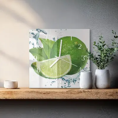Moderne wandklok glas vierkant Calciumcarbonaat
