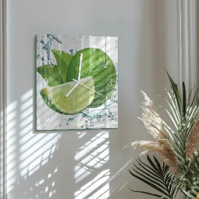 Moderne wandklok glas vierkant Calciumcarbonaat