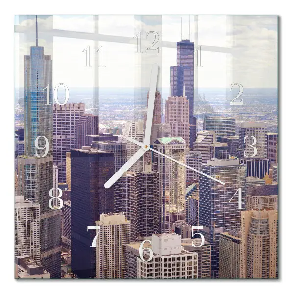 Moderne wandklok glas vierkant Horizon