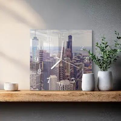 Moderne wandklok glas vierkant Horizon
