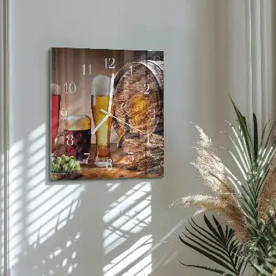 Vierkante glas klok Een biervat