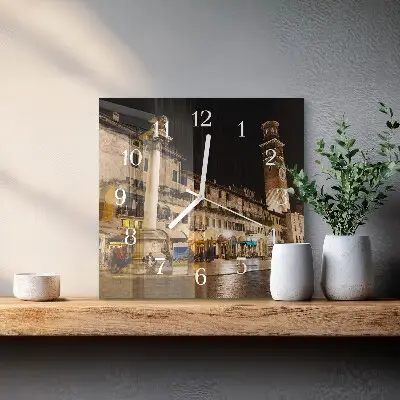 Vierkante glas klok Nachtstad