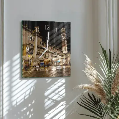 Vierkante glas klok Nachtstad