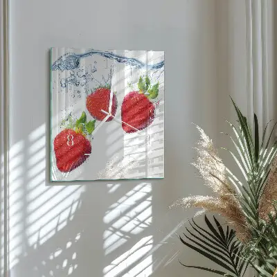 Vierkante glazen klok Aardbeien