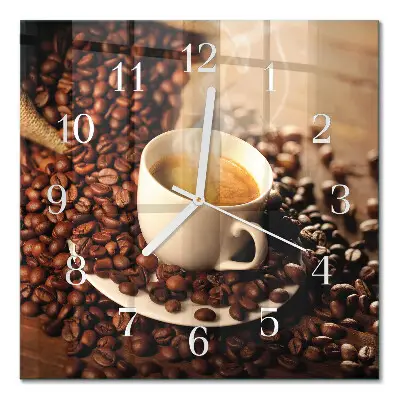 Moderne wandklok glas vierkant Een kopje koffie