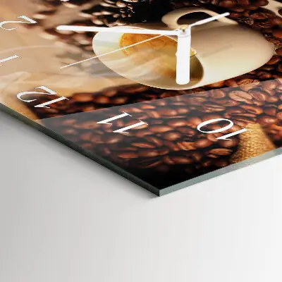 Moderne wandklok glas vierkant Een kopje koffie