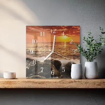Decoratieve glazen klok vierkant Zonsondergang
