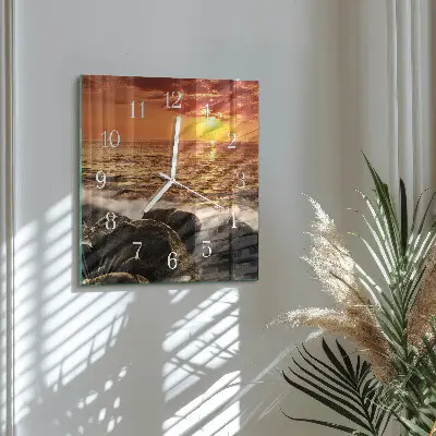 Decoratieve glazen klok vierkant Zonsondergang