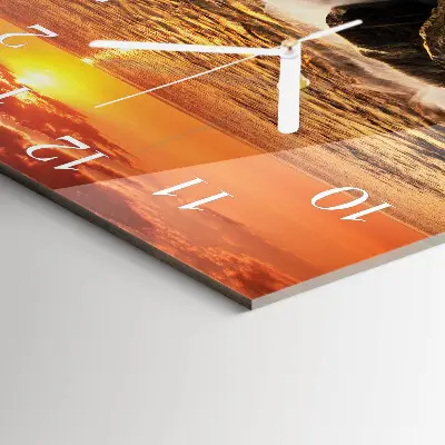 Decoratieve glazen klok vierkant Zonsondergang