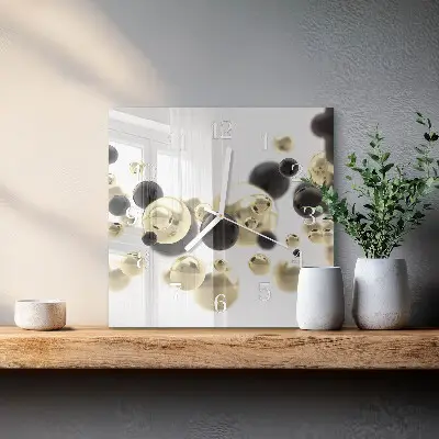 Vierkante glazen wandklok Abstractie