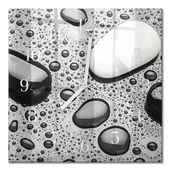 Moderne wandklok glas vierkant Stenen