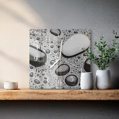 Moderne wandklok glas vierkant Stenen