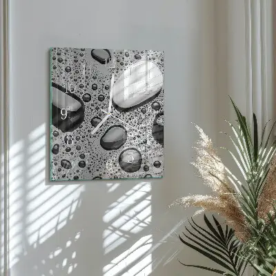 Moderne wandklok glas vierkant Stenen