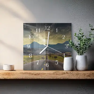Vierkante glas klok Bergpad