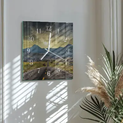 Vierkante glas klok Bergpad