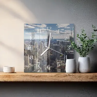 Moderne wandklok glas vierkant Stad