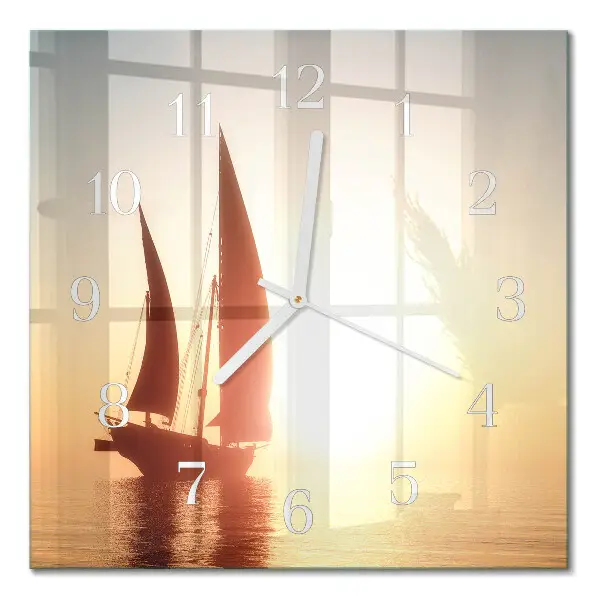 Decoratieve glazen klok vierkant Zeilboot