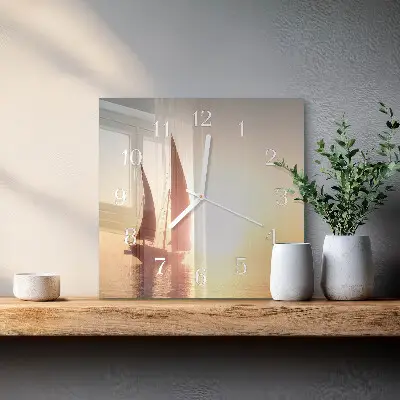 Decoratieve glazen klok vierkant Zeilboot