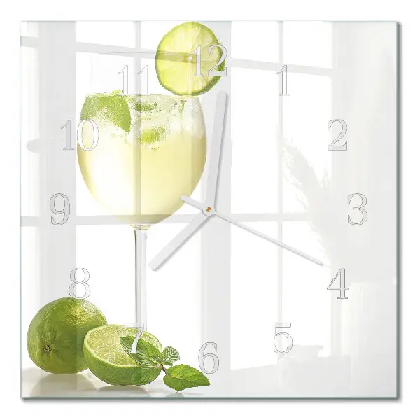 Moderne wandklok glas vierkant Calciumcarbonaat