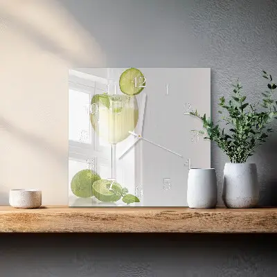 Moderne wandklok glas vierkant Calciumcarbonaat