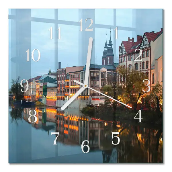 Moderne wandklok glas vierkant Oude stad