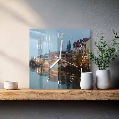 Moderne wandklok glas vierkant Oude stad