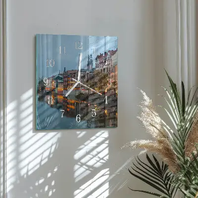 Moderne wandklok glas vierkant Oude stad