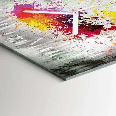 Vierkante glazen wandklok Vlekken