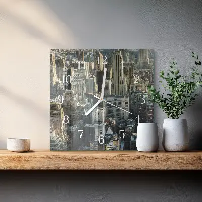 Vierkante glazen wandklok Horizon