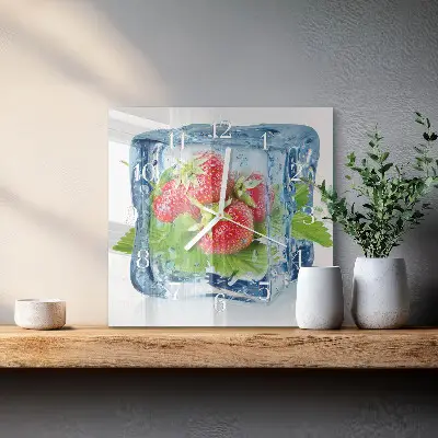 Vierkante glazen klok Aardbeienijs