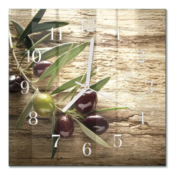 Moderne wandklok glas vierkant Olijven