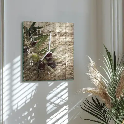 Moderne wandklok glas vierkant Olijven