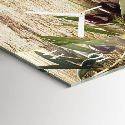 Moderne wandklok glas vierkant Olijven