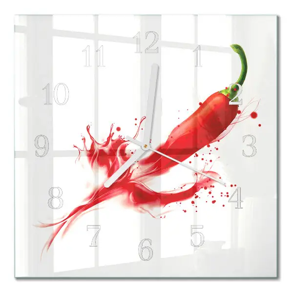 Moderne wandklok glas vierkant Chilipeper