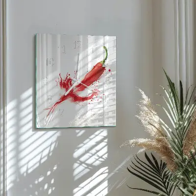 Moderne wandklok glas vierkant Chilipeper