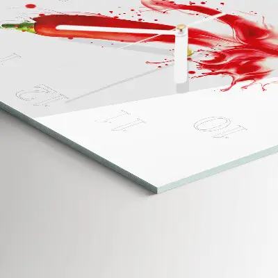 Moderne wandklok glas vierkant Chilipeper