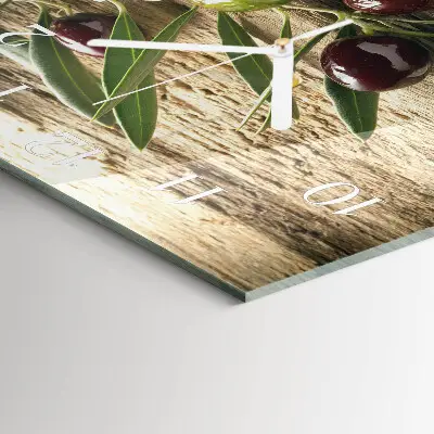 Vierkante glazen wandklok Olijven