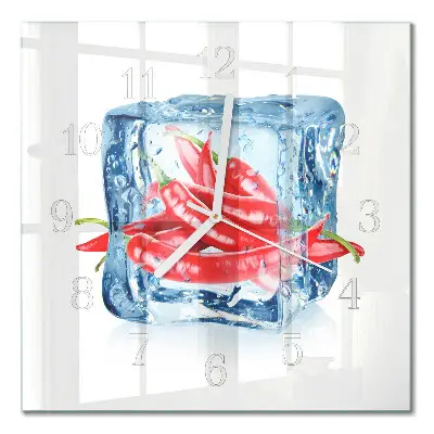 Decoratieve glazen klok vierkant Chili met ijs