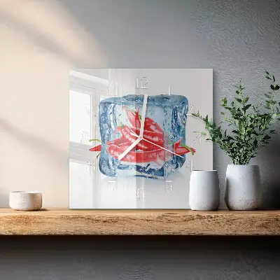 Decoratieve glazen klok vierkant Chili met ijs