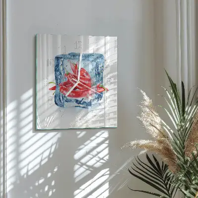 Decoratieve glazen klok vierkant Chili met ijs
