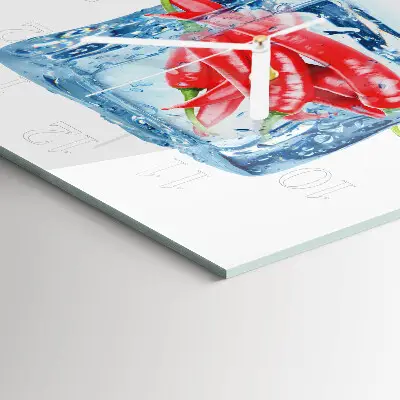 Decoratieve glazen klok vierkant Chili met ijs